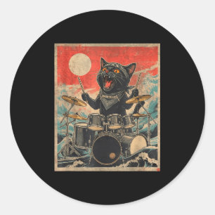 Adesivo Redondo Presente de Estilo de Banda de Gato Legal Baterist