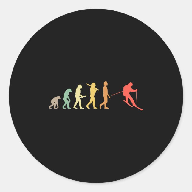 Adesivo Redondo Presente De Evolução De Esqui Retroativo Para Esqu (Frente)