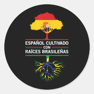 Adesivo Redondo Presente de Expatriados Fãs Bandeiras Espanha Bras