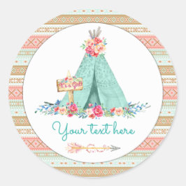 Adesivo Redondo Presente de Favor Boho TeePee Tribal Azteca Obriga