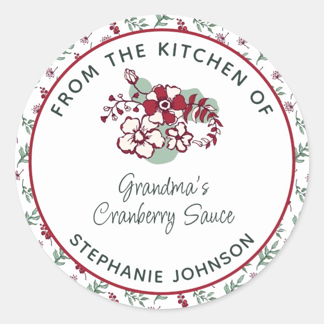 Adesivo Redondo Presente de Feriado Homemado da Cozinha de (Frente)