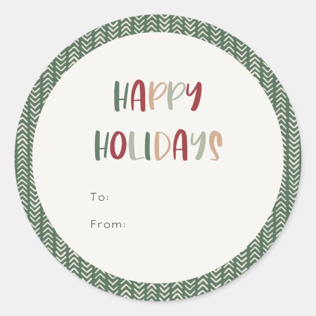 Adesivo Redondo Presente de feriados felizes colorido verde (Frente)