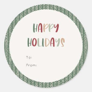 Adesivo Redondo Presente de Feriados Felizes Coloridos Verdes 