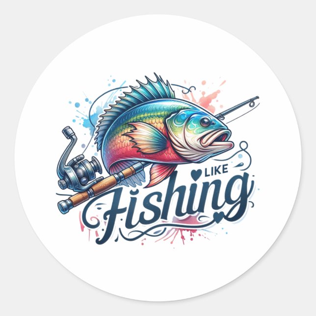 Adesivo Redondo Presente de Fisher Eu Gosto De Pescar (Frente)