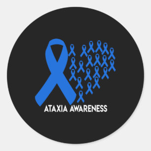 Adesivo Redondo Presente de fita azul de consciência Ataxia