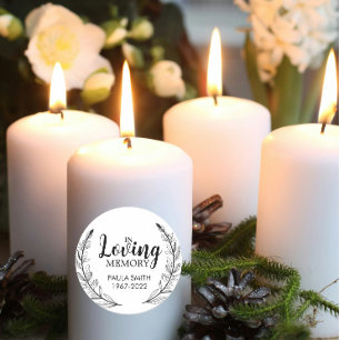 Adesivo Redondo Presente de Funeral Em Memória de Presente memoria