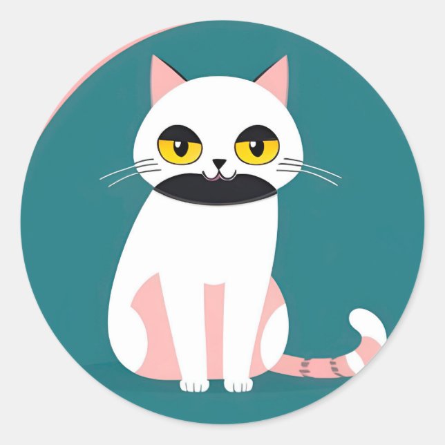 Adesivo Redondo 😺 Presente de Gato Colorido Para Amantes de Gatos (Frente)