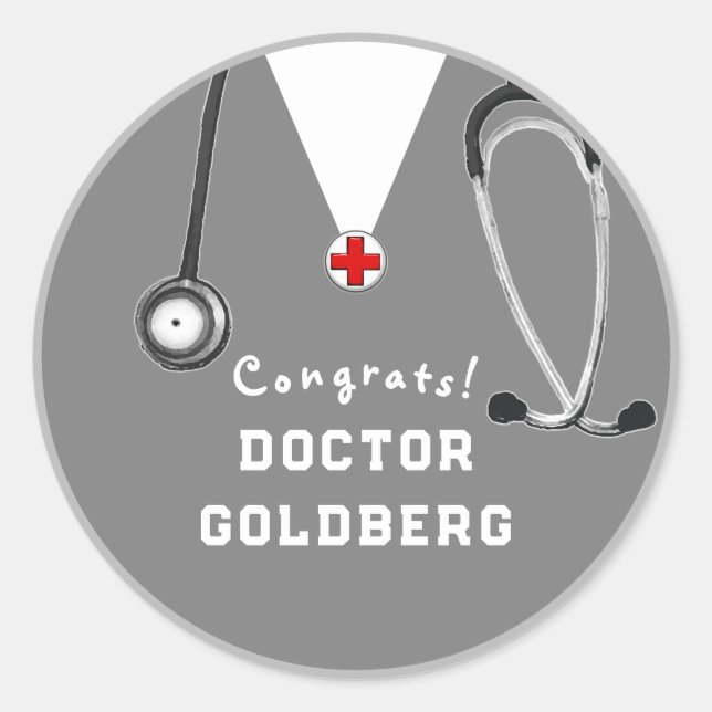 Adesivo Redondo Presente de graduação do doutor (Frente)