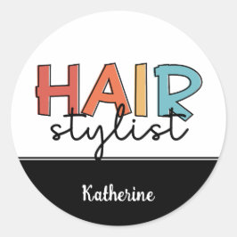 Adesivo Redondo Presente de Hairdresser de Lista de Cabelos Person