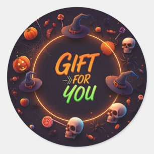 Adesivo Redondo Presente de Halloween para você