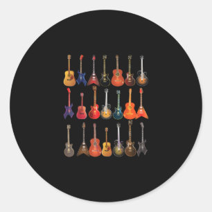 Adesivo Redondo Presente De Instrumentos Musicais De Pedra E Roll