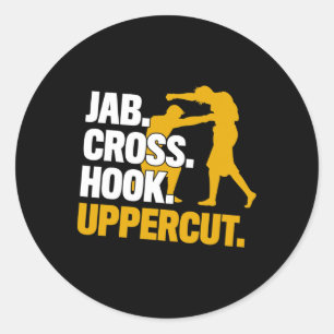 Adesivo Redondo Presente de Jab Cruz Gancho Uppercut Boxe Kickboxi