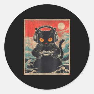 Adesivo Redondo Presente de Jogos Japonês Gato Kawaii Anime Fofo B
