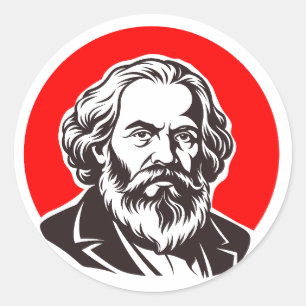 Adesivo Redondo Presente de Karl Marx (Fundador do Marxismo)