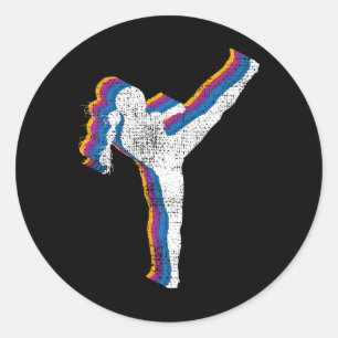 Adesivo Redondo Presente de Kickboxing Girl Vintage Kickboxer