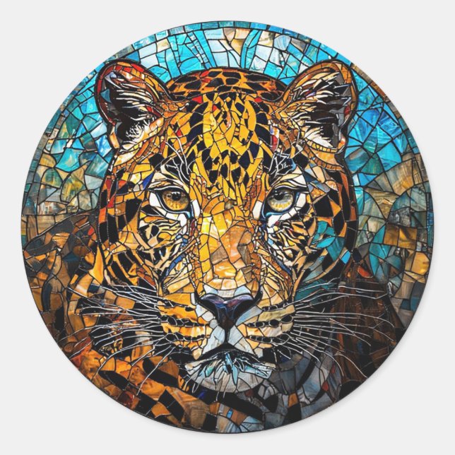 Adesivo Redondo 🐆 Presente de Leopardo para Amantes de Animais 🐆 (Frente)