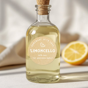 Adesivo Redondo Presente de Limoncello Caseiro Kraft Vintage