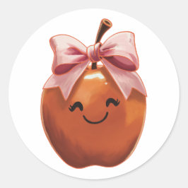 Adesivo Redondo Presente de maçã Kawaii