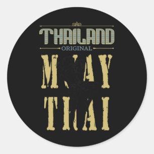 Adesivo Redondo Presente de Muay Thai Kickboxing Original da Tailâ