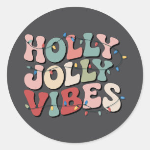Adesivo Redondo Presente de Natal Alegre Família Férias de Natal 