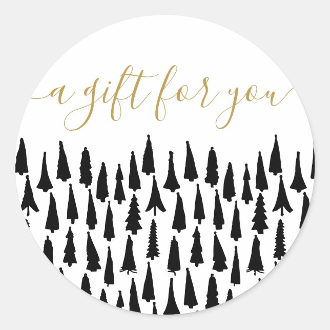 Adesivo Redondo Presente de Natal Branco Negro (Frente)