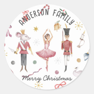 Adesivo Redondo Presente de Natal da família Ballerina, Balé de No
