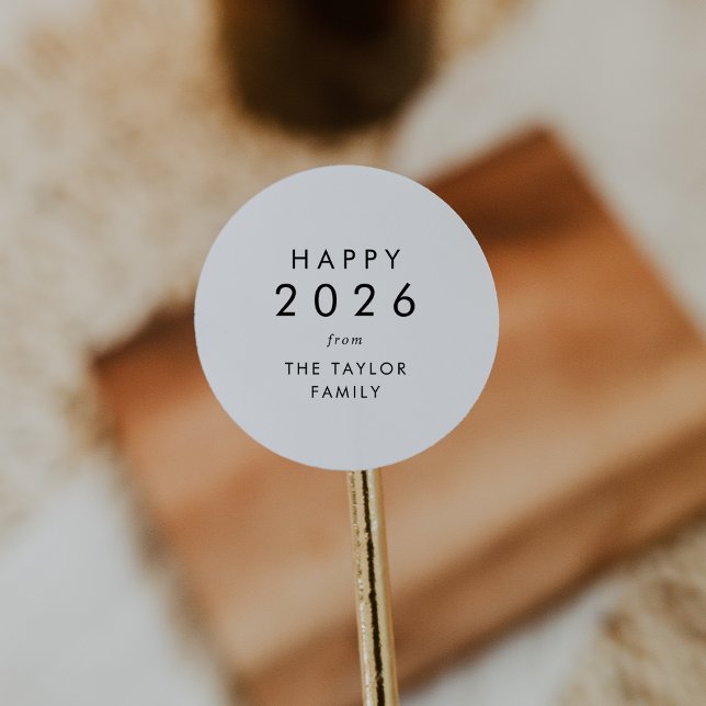 Adesivo Redondo Presente de Natal de 2025 para Chic Happy (Chic Happy 2026 New Year Holiday Gift Classic Round Sticker)