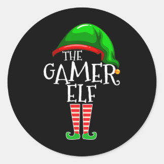 Adesivo Redondo Presente de Natal de Família de Elfo Gamer Corresp