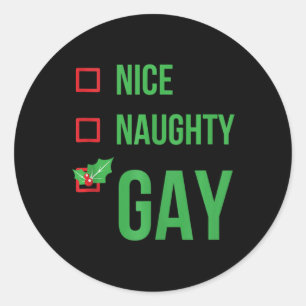 Adesivo Redondo Presente de Natal de Pajama Engraçado gay