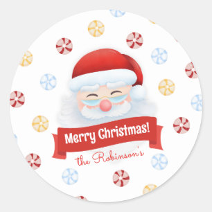 Adesivo Redondo Presente de Natal do Papai Noel Vermelho Bonito