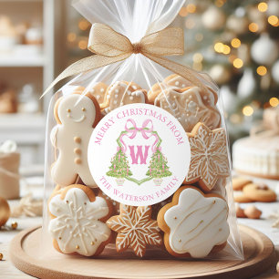 Adesivo Redondo Presente de Natal do Quebra-Nozes Cor-de-Água Rosa