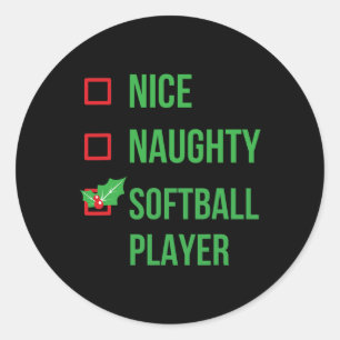 Adesivo Redondo Presente de Natal do Softball Funny Pajama