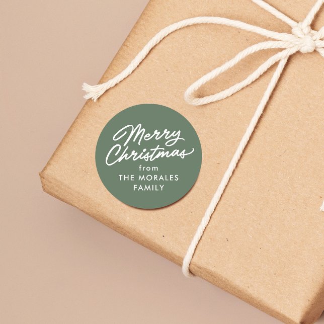 Adesivo Redondo Presente de Natal feliz com roteiro casual de Nata (Criador carregado)