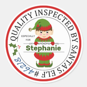 Adesivo Redondo Presente de Natal Inspecionado pelos Papais noeis