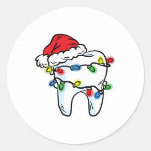 Adesivo Redondo Presente de Natal Luz Santa Dentista Higiene Denta