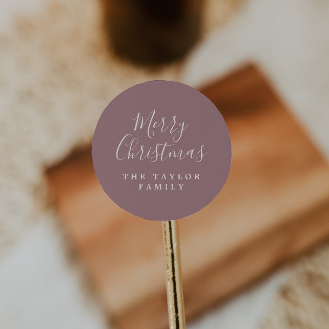 Adesivo Redondo Presente de Natal Magrado, cor-de-rosa Rosa Minima (Criador carregado)