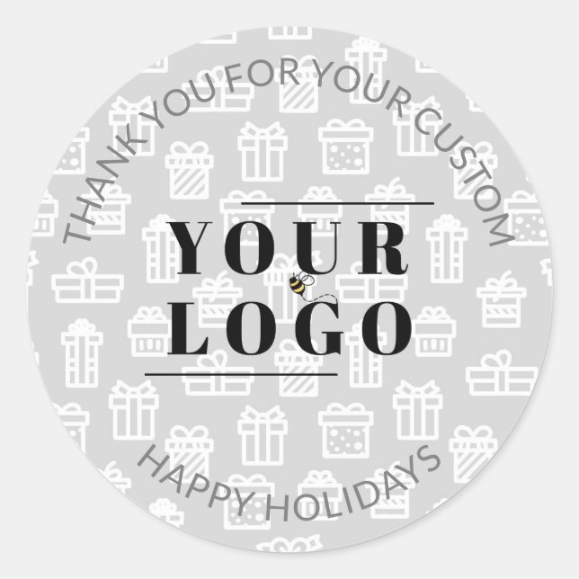 Adesivo Redondo Presente de Natal Obrigado Personalizar a sua empr (Frente)