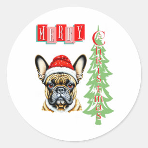 Adesivo Redondo presente de Natal para Buldogue Francês
