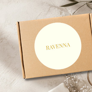Adesivo Redondo Presente de Nome Serif Personalizado Luxo Creme Pa