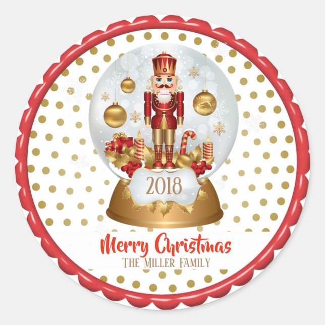 Adesivo Redondo Presente de Nozes Feriado de Natal (Frente)