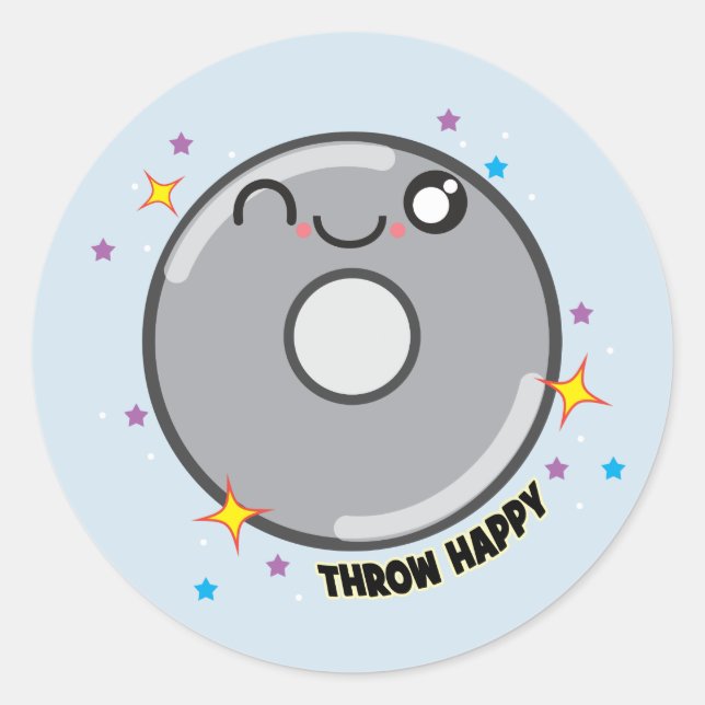 Adesivo Redondo Presente de palhetas para gargalo do Disco Kawaii (Frente)