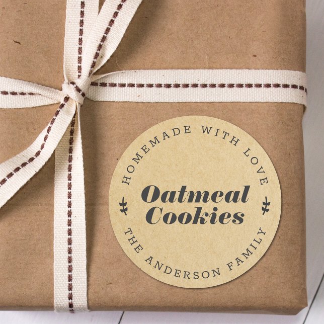 Adesivo Redondo Presente de Panificação de Férias Kraft Marrom Rús (Criador carregado)