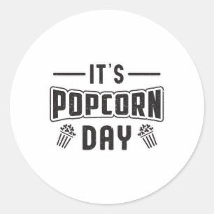 Adesivo Redondo Presente de Pop de Filme em Cinema Popcorn Day Sna