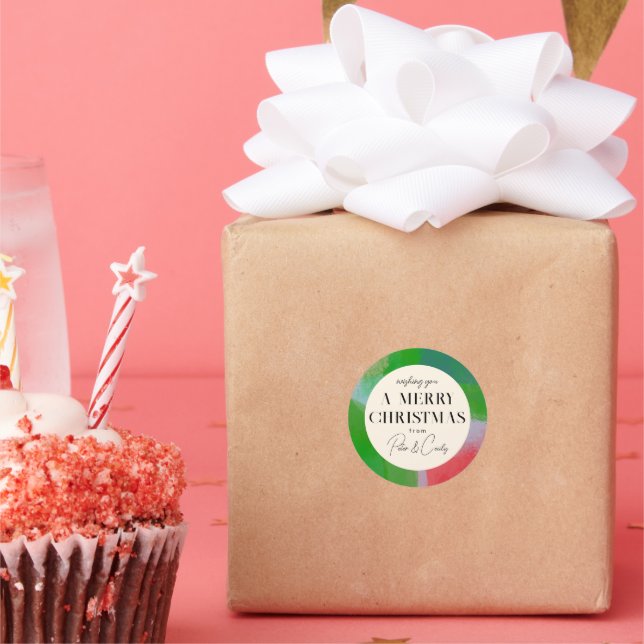 Adesivo Redondo Presente de quadro pintado verde e vermelho (Festa)