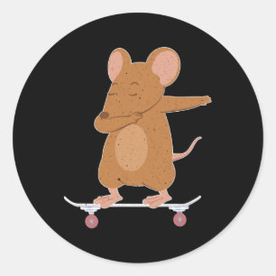Adesivo Redondo Presente de Rato ou Camundongo de Skate para