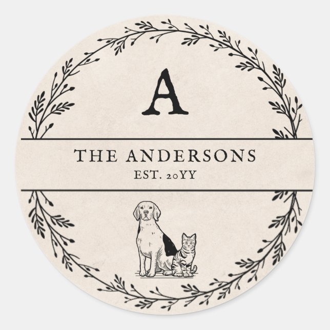 Adesivo Redondo Presente de Recém-Casados Minimalista Bege Neutro  (Frente)