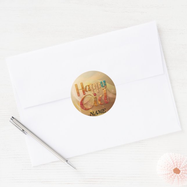 Adesivo Redondo presente de saudação Eid Personalizado (Envelope)