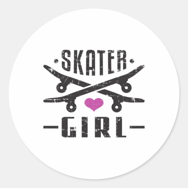 Adesivo Redondo Presente De Skate Sk8 Para Skater Girl Skateboard (Frente)