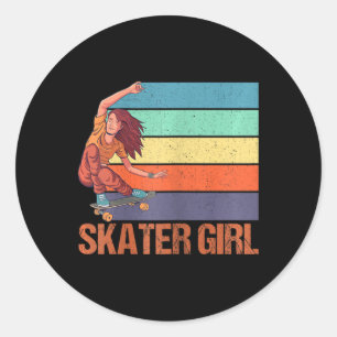 Adesivo Redondo Presente de skateboard para meninas skatistas F
