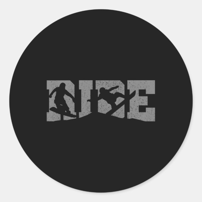 Adesivo Redondo Presente de Snowboard de Snowboarder (Frente)